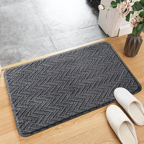 Plush Grey Floor Mat 40x60cm Non-Slip Absorbent 1