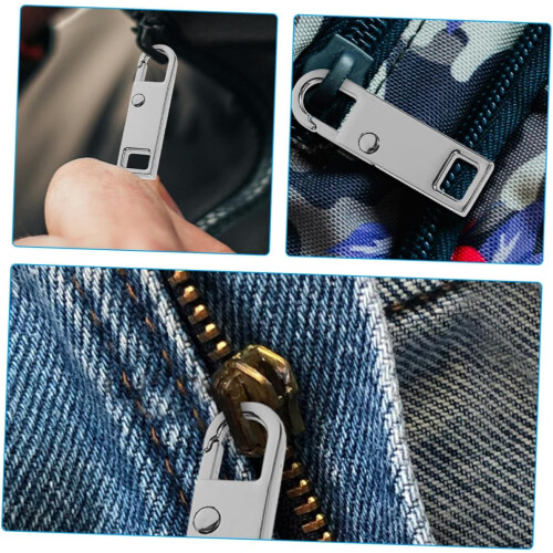 6pcs Universal Metal Zipper Pull Tabs Replacement Kit, Detachable Silver Zipper Handle Repair 2