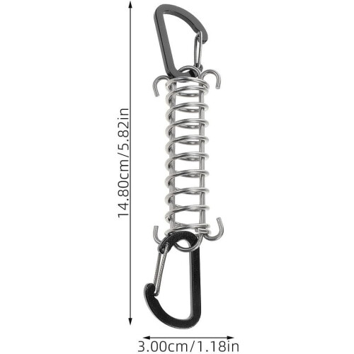 6Pcs Black D-Shaped Tent Wind Buckle with Stainless Steel Spring Lock 1