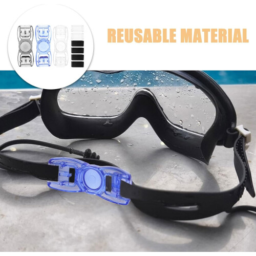 6pcs Universal Swim Goggles Strap Buckles Set, Black and Blue Plastic Clips Replacement 2