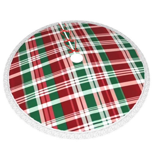 Christmas tree skirt plaid 48 inch 2