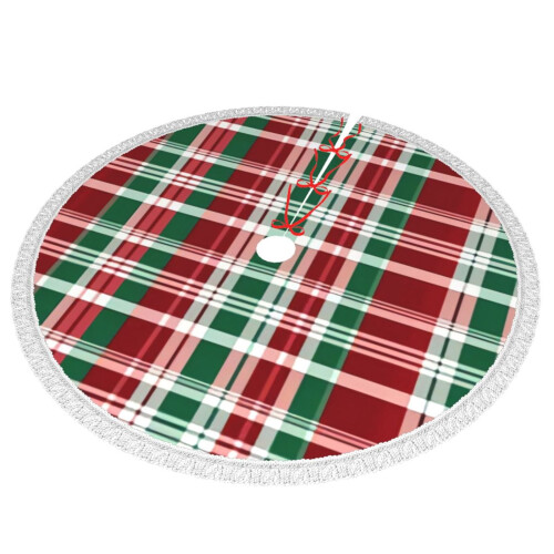 Christmas tree skirt plaid 48 inch 1