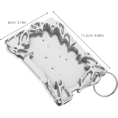 3Pcs Silver Electroplated Irregular Shape Plastic Photo Card Holders with Keychain 1