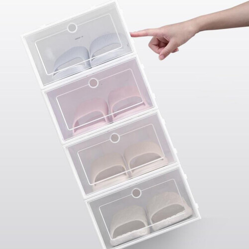 6pcs Shoes Case Shoe Container Box White Thicken Drawer Type Plastic Storage Space 2