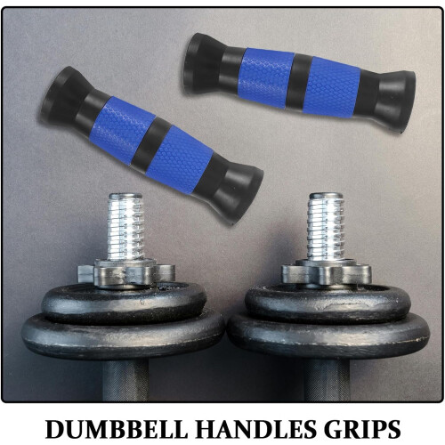 2Pcs Dumbbell Handle Protectors Blue Black PVC Non-Skid Thick Grips 2