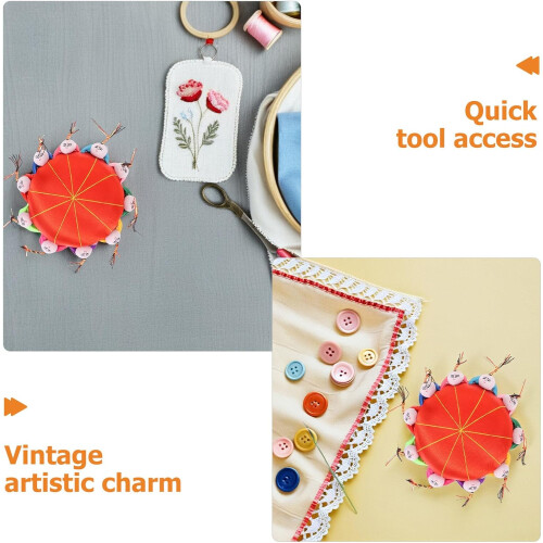 2 stk. vintage sypose med nålepute og brodert design 2