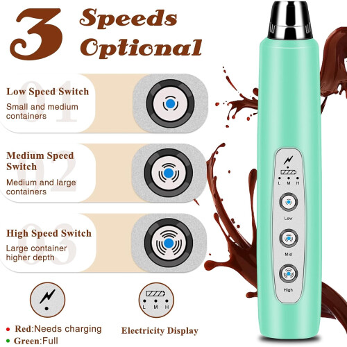 Rechargeable handheld milk frother with 3 whisks 2