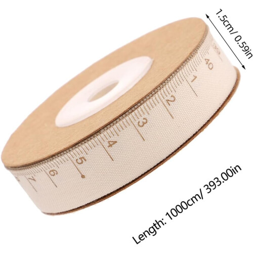 2 rouleaux de ruban de mesure en coton avec graduations, thème scolaire. 1