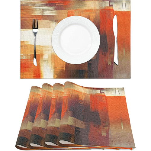 Moderne oranje abstracte placemats, set van 4 2