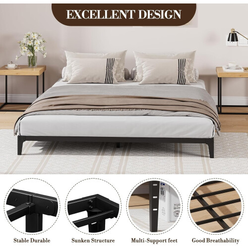 Modern Metal Platform Bed Frame – Full, Matte Black 2