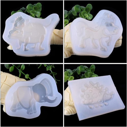 5-teiliges Silikon-Tierformen-Set: Giraffe, Elefant, Igel, Pferd, Kuh 2