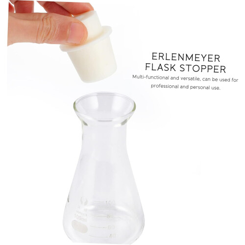 5 tappi conici in silicone per beute Erlenmeyer, ideali per laboratorio. 1