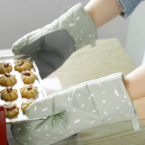 Silicone Oven Mitts Heat Resistant Pair Green 2