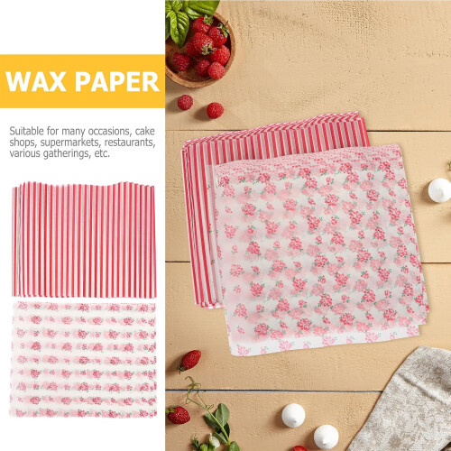 100 Sheets Wax Paper for Baking Oil-Proof Waterproof Assorted Color Wrappers Suitable 2