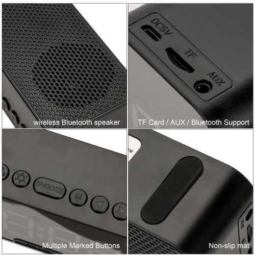 Luxtrada Digitaler Doppelwecker mit Batterie-Backup, rosa 2