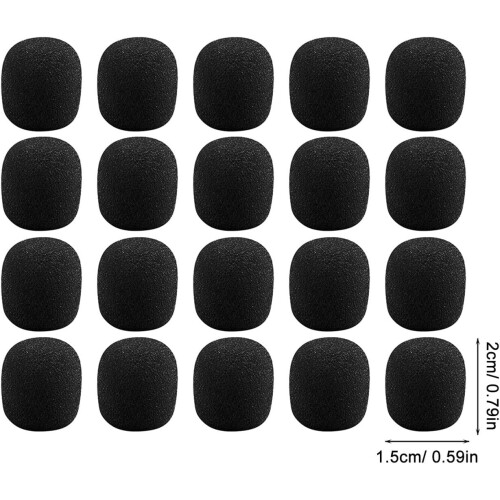 Bonnette anti-vent pour microphone cravate, en mousse noire, lot de 80 1
