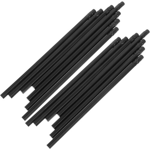 24pcs Black Wooden Hb Pencils with Eraser Tips, Solid Handheld Writing Pencils and Students 2