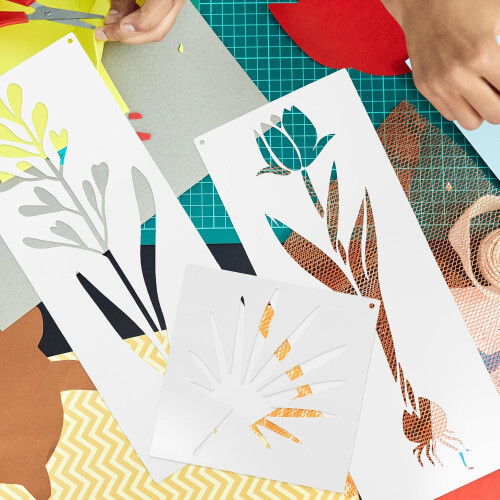 24pcs DIY Stencils Multi-Function Flower Plants Painting Stencils White Pet Material Easy 2