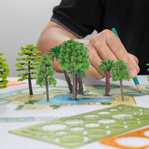 55Pcs DIY Miniature Tree Models for Sand Table Ornament, Handmade Landscape Scenery Props 2