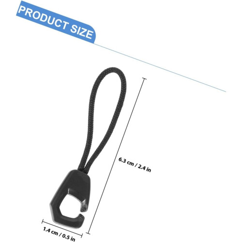 100pcs Black Zipper Pull Rope Replacement Kit for Clothing Luggage Suitcase 1