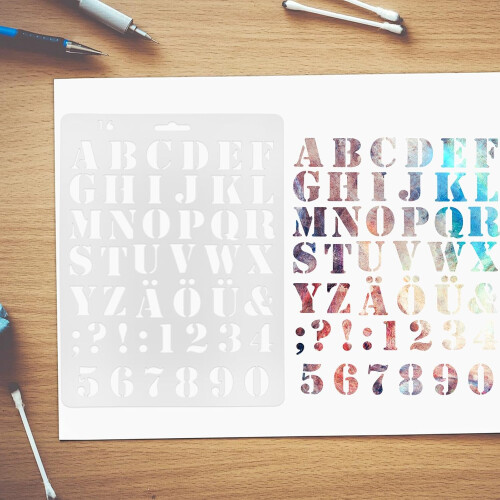 stencil grandi e riutilizzabili con lettere e numeri per dipingere, stencil in plastica con lettere 2