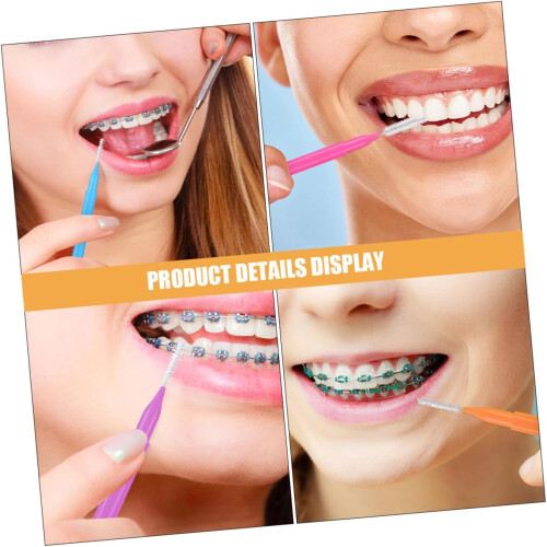 50pcs Interdental Escova Conjunto para Braces Limpeza com Picks Multi-cor 2