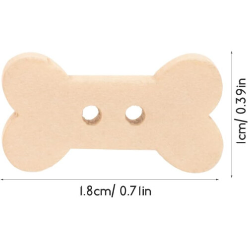 100pcs Chic Bone Shape Wood Buttons Handmade Multipurpose DIY Craft Buttons 1