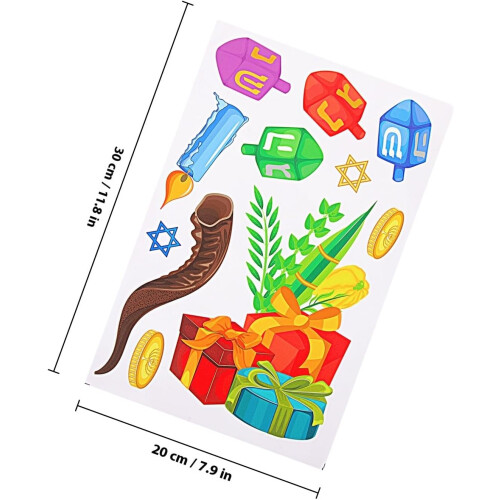 9 Sheets Hanukkah Decorative Window Decals Static Removable Electrostatic Film Clings 1