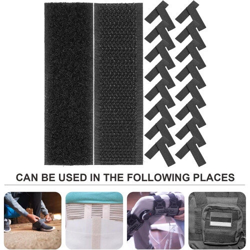 Strisce adesive biadesive con supporto super resistente, 50 pezzi, in nylon nero, nastro a strappo resistente 1