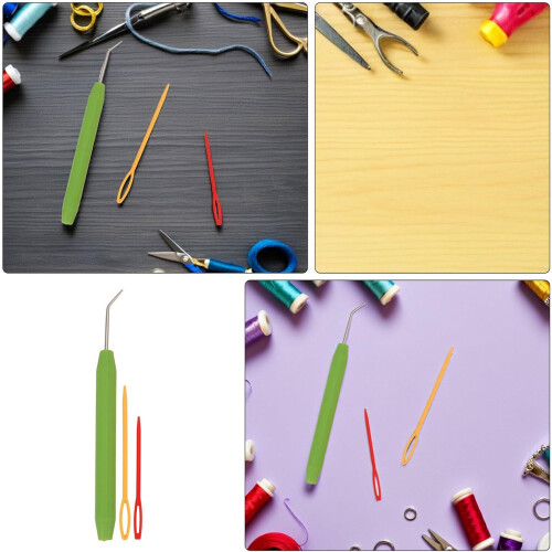 Crochet Loom Knitting Hooks Plastic Eye Sewing Needles Ergonomic Handle 2