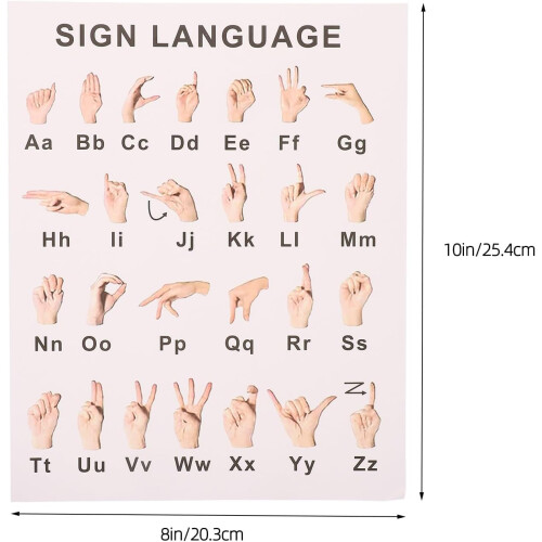 8sheets Sign Language Learning Posters Gesture Alphabet Chart Educational Wall Decor 1