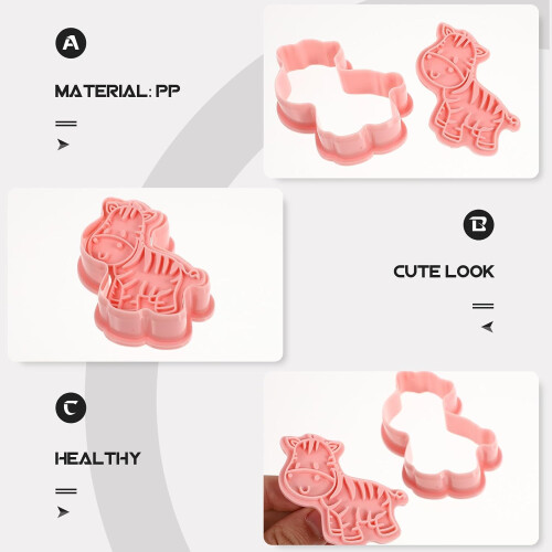 8pcs Animal Shaped Biscuits Molds Creative Baking Tools Pp Material Pink Color Smooth Surface Design 2