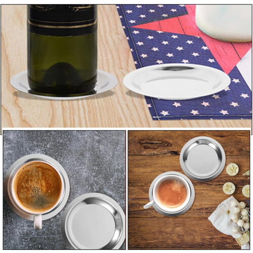 8pcs Stainless Steel Wine Coaster Set Non-Slip Design and Multi-Function Use, Sturdy Bottle Mat 2