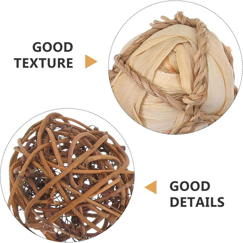 8pcs Handmade Rustic Decorative Balls Made from Natural Grass Spheres 2