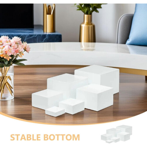 6pcs White Plastic Cube Cake Display Stand and Desktop Shelf Organizer 2