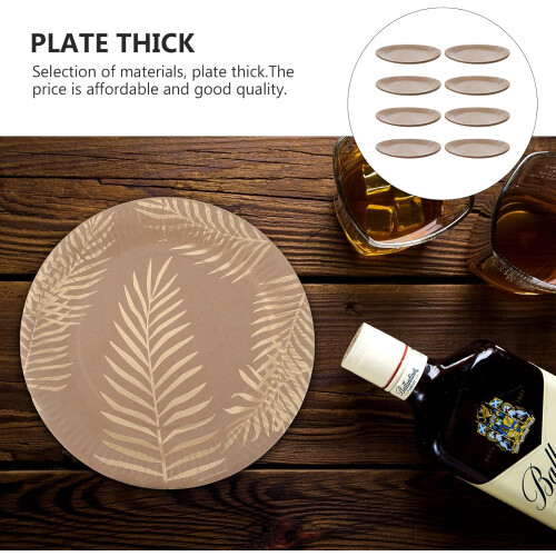 Palm Leaf Pattern 8pc Dinner Plates Direct Food Round Serving Tray for Home 1