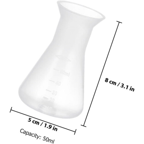 8pcs 50Ml Plastic Laboratory Conical Flasks Narrow Neck Erlenmeyer Flasks 1