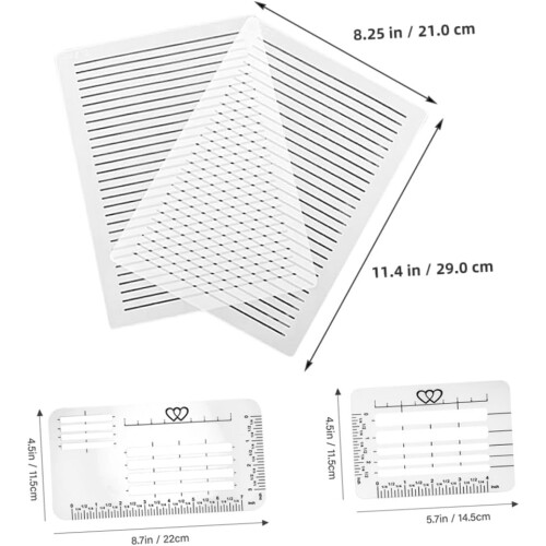 12pcs Multi-Functional Plastic Drafting Rulers Set Straight Line Stencil Templates for Calligraphy 1
