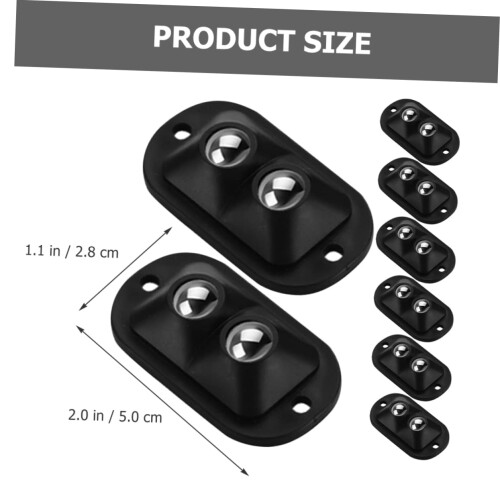 8pcs Adhesive Mini Swivel Caster Wheels Black Dual-Ball Rotatable Rollers 1