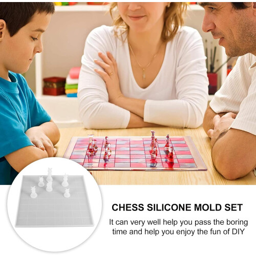 3D Silicone Chess Mold Set 7pcs Board for DIY Handmade Epoxy Casting, Creative Reverse Mold Kit 2