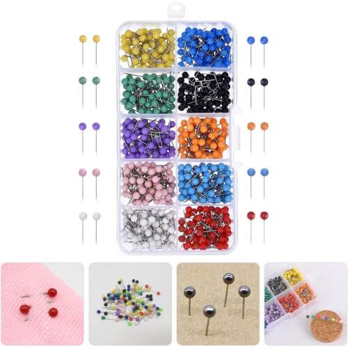 600pcs Multi-Função Push Pins Thumbtacks com cores variadas, Pp leve e aço inoxidável forma clássica 2