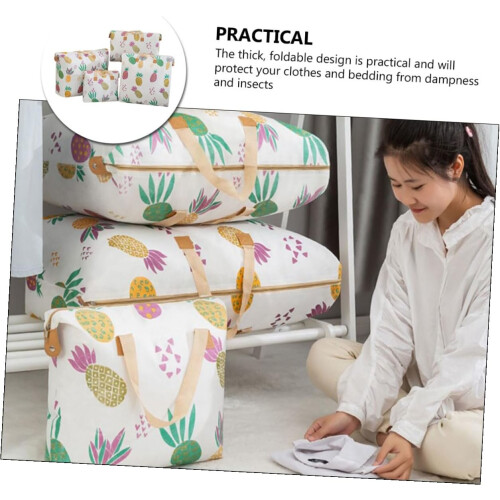4pcs Storage Bag Large Capacity Bedding Organizer Zipper Quilt Storage Pouch for Dorm Foldable Design 1
