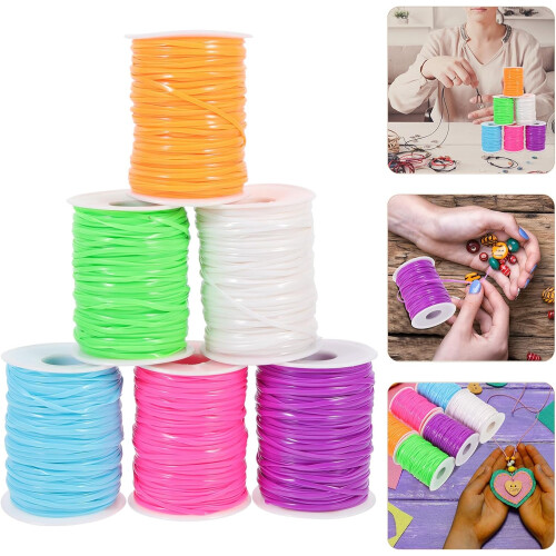 6rolls DIY Craft Lanyard String Woven Webbing for Packaging Hand-Made Wrapping Long Weaving Lanyard 2