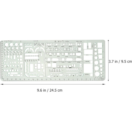 6pcs Green Plastic Geometric Drawing Ruler Set Measuring Templates 1