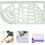 6pcs Green Plastic Geometric Drawing Ruler Set Measuring Templates 8