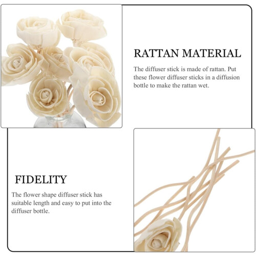 6pcs Essential Oil Diffuser Aroma Sticks Scented Flower Diffuser Rattan Material Flower-Designed 2