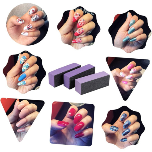 6pcs Three-sided Sponge File Nail File for Manicure Grinding Bar Nail Buffer Polisher for Manicure Tool 1