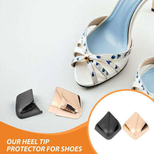 6 Pairs Metal High Heel Protectors Covers with Invisible Pointed Toe Caps, 2