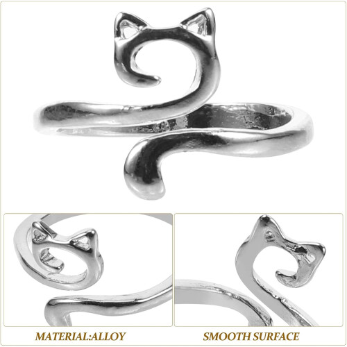 6pcs Silver Crochet Rings Yarn Guide Finger Holders Adjustable Braided Open Knitting Loop Accessories 2