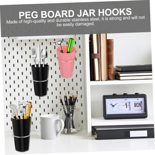 5pcs Peg Board Jar Hooks Round Hook Pegboard Accessories Metal Peg Board Cup Hanger 1
